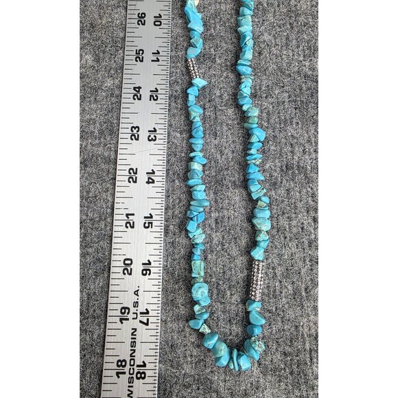 M. Haskell Turquoise Bead Necklace Western Style With Rhinestone Spacer Bar 27" - Picture 6 of 6